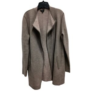 Talbots Long Cardigan Womens Large Beige Wool Quite Luxury Timeless Minimalist